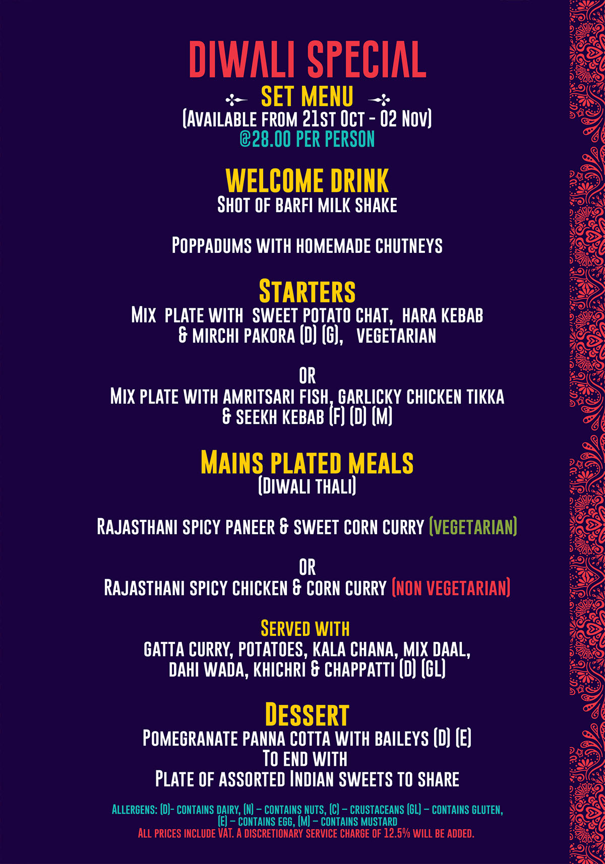 christmas festive menu of Bangaloreuk